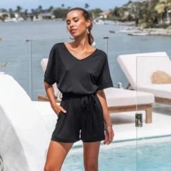 Women's Belted V-Neck Romper - Cupshe -CUPSHE Store GUEST 50db21f3 d98d 465b b4ef 9a123cec0977