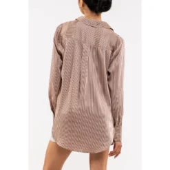 August Sky Women's Pinstripe Button Up Long Sleeve Top