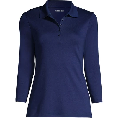 Lands' End Women's Tall Supima Cotton 3/4 Sleeve Polo Shirt 1 Lands' End Women's Tall Supima Cotton 3/4 Sleeve Polo Shirt