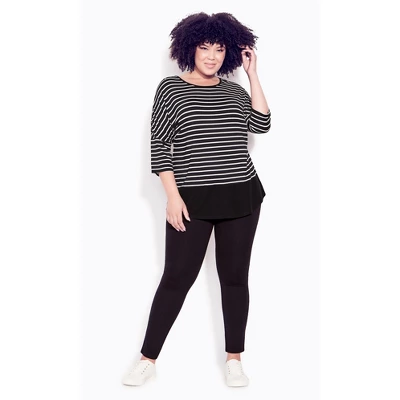 Women's Plus Size Rib Stripe Top - Black | ZIM & ZOE 5 Women's Plus Size Rib Stripe Top - Black | ZIM & ZOE - Image 5