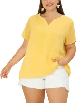 Agnes Orinda Women's Plus Size Pin Dots V-Neck Dressy Trendy Fashion Summer Blouses -CUPSHE Store GUEST 559f1380 b32c 4d09 bea0 b989505b340f