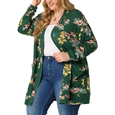 Agnes Orinda Women's Plus Size Lightweight Open Front Knit Floral Cardigan 10 Agnes Orinda Women's Plus Size Lightweight Open Front Knit Floral Cardigan - Image 10