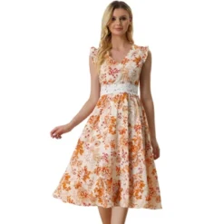 Allegra K Women's V Neck Lace Insert Waist Midi Floral Sundress 12 Allegra K Women's V Neck Lace Insert Waist Midi Floral Sundress -CUPSHE Store GUEST 56f267d5 9558 4e5c b3dc a9acdac79858
