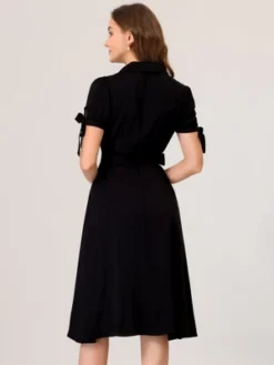 Allegra K Women's Business Casual Shirt Short Sleeve Pocket Belted Button Down Midi Dresses -CUPSHE Store GUEST 56f77bff 7761 47cb a9c4 2b7e163a2bbb