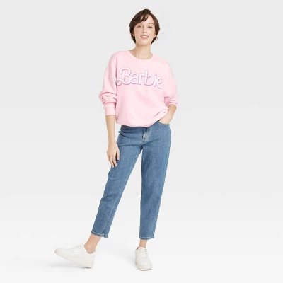 Women's Barbie Logo Graphic Sweatshirt - Pink 2 Women's Barbie Logo Graphic Sweatshirt - Pink - Image 2