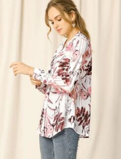Allegra K Women's Floral Loose Tops V Neck Long Sleeve Button-Up Blouse -CUPSHE Store GUEST 59bc10f0 5427 4ab2 8d8d 40400fb7e5b3