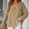 Women's V Neck Split Trim Oversized Sweater - Cupshe -Light Brown 24 Women's V Neck Split Trim Oversized Sweater - Cupshe -Light Brown -CUPSHE Store GUEST 5b6124f1 b71f 4210 b48f f1439c9c7d96