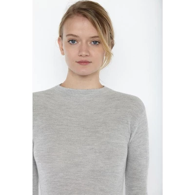 JENNIE LIU Tissue Weight 55% Silk 45% Cashmere Waffle-knit Long Sleeve Mock Funnel Neck Sweater 2 JENNIE LIU Tissue Weight 55% Silk 45% Cashmere Waffle-knit Long Sleeve Mock Funnel Neck Sweater - Image 2