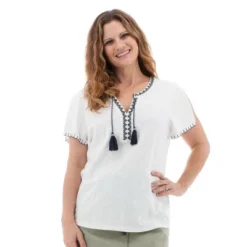 Aventura Clothing Women's Kateri Flutter Short Sleeve Split Neck Blouse -CUPSHE Store GUEST 5e9000c4 6257 4483 8cab 3901fae87b39