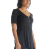 24seven Comfort Apparel Womens Short Sleeve Tunic Top With Button Detail