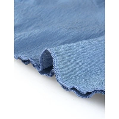 Agnes Orinda Women's Plus Size Faux Wrap Elastic Waist V Neck Chambray Ruffle Dress 5 Agnes Orinda Women's Plus Size Faux Wrap Elastic Waist V Neck Chambray Ruffle Dress - Image 5