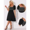 Allegra K Women's Square Neck Puff Short Sleeve Ruffle Summer Smocked Dress -CUPSHE Store GUEST 603c26ad 6ec1 40a7 8017 5e6362217c61