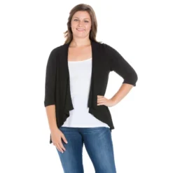 24seven Comfort Apparel Women's Plus Elbow Length Open Cardigan -CUPSHE Store GUEST 65345a90 1895 438b 9737 f5f36a16c78d