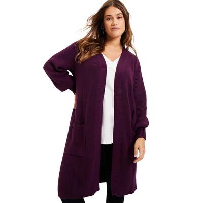 June + Vie By Roaman's Women’s Plus Size Open-Front Cardigan 3 June + Vie By Roaman's Women’s Plus Size Open-Front Cardigan - Image 3