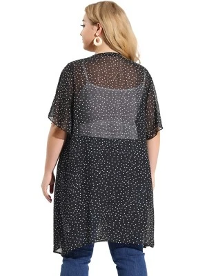 Agnes Orinda Women's Plus Size Cardigan Polka Dots Bell Sleeve Chiffon Summer Cardigans 4 Agnes Orinda Women's Plus Size Cardigan Polka Dots Bell Sleeve Chiffon Summer Cardigans - Image 4