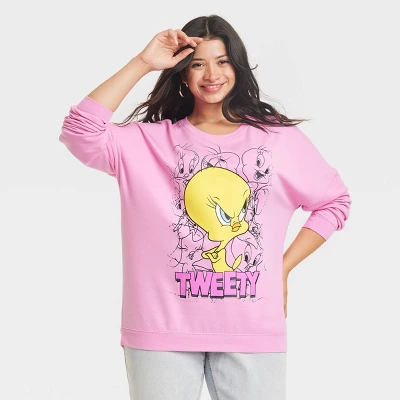Looney Tunes Women's Tweety Cozy Graphic Sweatshirt - Pink 4 Looney Tunes Women's Tweety Cozy Graphic Sweatshirt - Pink - Image 4