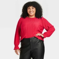 Women's Long Sleeve Plisse Blouse - Ava & Viv™ -CUPSHE Store GUEST 6be60fd0 a168 41da 9aaf a00a7296e53c