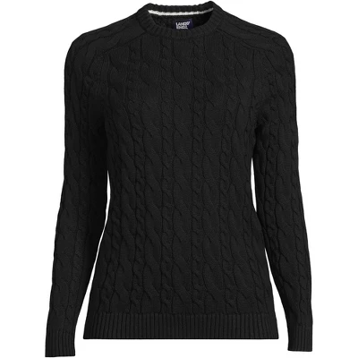 Lands' End Women's Cotton Cable Drifter Crewneck Sweater 5 Lands' End Women's Cotton Cable Drifter Crewneck Sweater - Image 5