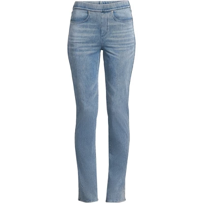 Lands' End Women's Starfish Mid Rise Pull On Knit Denim Straight Jeans 6 Lands' End Women's Starfish Mid Rise Pull On Knit Denim Straight Jeans - Image 6