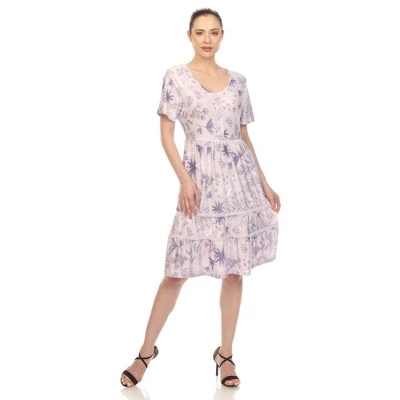 Women's Floral Short Sleeve Knee Length Dress 9 Women's Floral Short Sleeve Knee Length Dress - Image 9