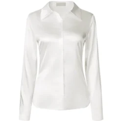 Hobemty Women's Elegant Satin Point Collar Long Sleeve Work Office Button Down Shirt -CUPSHE Store GUEST 74d0fcf6 7328 4fe2 a172 0203e1fb17cb