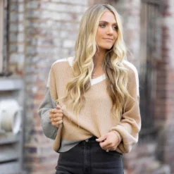 Women's Cooler Daze Colorblock V-Neck Sweater - Cupshe -CUPSHE Store GUEST 753cd7c4 492d 4599 b602 1077c9a523b1