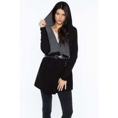 JENNIE LIU Women's 100% Pure Cashmere Long Sleeve 2-tone Double Face Cascade Open Cardigan Sweater 4 JENNIE LIU Women's 100% Pure Cashmere Long Sleeve 2-tone Double Face Cascade Open Cardigan Sweater - Image 4