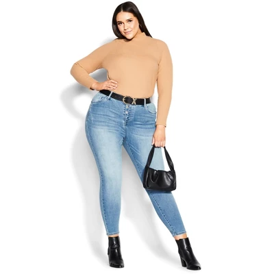 Women's Plus Size Serendipity Zip Jean - Indigo | AVENUE 7 Women's Plus Size Serendipity Zip Jean - Indigo | AVENUE - Image 7