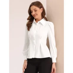 Allegra K Women's Long Sleeve Button-Up Ruffle Office Work Blouse -CUPSHE Store GUEST 79d8a2b6 acd1 4b13 9944 43674ba48e22