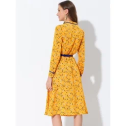 INSPIRE CHIC Women's Floral Keyhole Tie Neck Belted A-Line Midi Dresses -CUPSHE Store GUEST 7b983893 7317 46bb a97e bd59821e5331