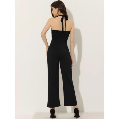 INSPIRE CHIC Women's Sleeveless Halter Wide Leg Pants Backless High Waist Jumpsuit 3 INSPIRE CHIC Women's Sleeveless Halter Wide Leg Pants Backless High Waist Jumpsuit - Image 3