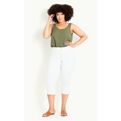 Women's Plus Size Denim Love Crop Jeans - White | EVANS 5 Women's Plus Size Denim Love Crop Jeans - White | EVANS - Image 5