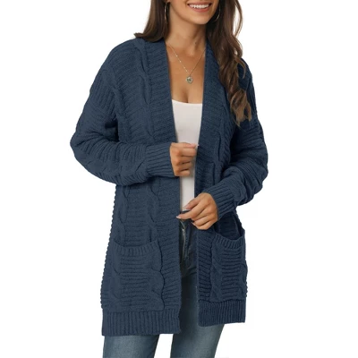 Seta T Women's Long Sleeve Cable Knit Cardigan Sweaters Open Front Fall Outwear Coat With Pockets 6 Seta T Women's Long Sleeve Cable Knit Cardigan Sweaters Open Front Fall Outwear Coat With Pockets - Image 6