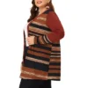 Agnes Orinda Women's Plus Size Long Open Front Striped Sweater Knit Cardigans