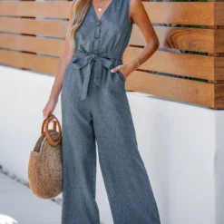 Women's Belted V-Neck Buttoned Jumpsuit - Cupshe 12 Women's Belted V-Neck Buttoned Jumpsuit - Cupshe -CUPSHE Store GUEST 85629342 b49d 4ebe b4cc 24d0b5afe027