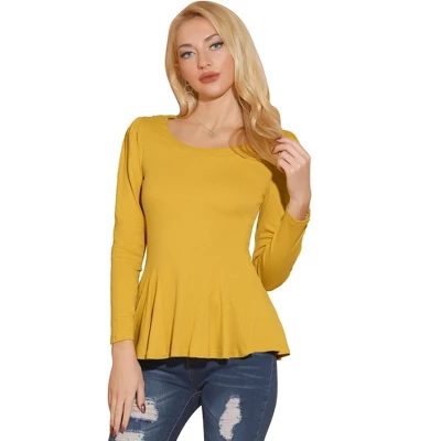 Allegra K Women's Long Sleeve Sleeves Scoop Neck Casual Peplum Shirt Top 11 Allegra K Women's Long Sleeve Sleeves Scoop Neck Casual Peplum Shirt Top - Image 11