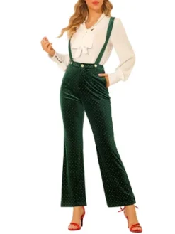Allegra K Women's Velvet Wide Leg Retro Shiny Glitter Overalls Jumpsuits Pants -CUPSHE Store GUEST 8763f213 29ae 4529 ac53 7e70a32f6179