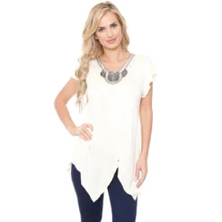 Women's Embellished V-Neck Fenella Top Tunic - White Mark -CUPSHE Store GUEST 8aabe155 efb9 4847 bb69 e1ede23911b3