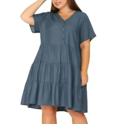 Agnes Orinda Women's Plus Size Babydoll Tiered V Neck Short Sleeve Chambray Dresses 15 Agnes Orinda Women's Plus Size Babydoll Tiered V Neck Short Sleeve Chambray Dresses -CUPSHE Store GUEST 8b344f59 22a5 46c5 901f 7bf355b55223
