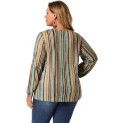 Agnes Orinda Women's Plus Size Colorful Elastic Cuff Long Sleeve Stripe Top -CUPSHE Store GUEST 8bdf70db 56b0 41e7 80d4 1c45464d6e58