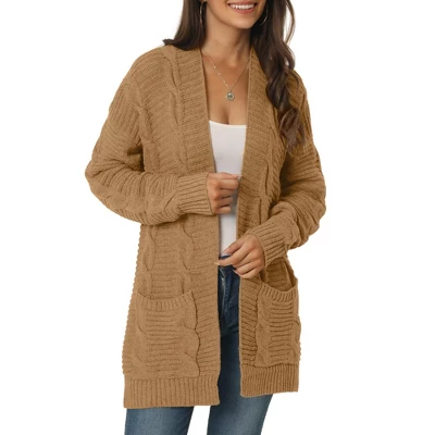 Seta T Women's Long Sleeve Cable Knit Cardigan Sweaters Open Front Fall Outwear Coat With Pockets 9 Seta T Women's Long Sleeve Cable Knit Cardigan Sweaters Open Front Fall Outwear Coat With Pockets - Image 9