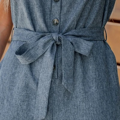 Women's Belted V-Neck Buttoned Jumpsuit - Cupshe 1 Women's Belted V-Neck Buttoned Jumpsuit - Cupshe