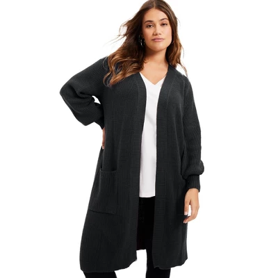 June + Vie By Roaman's Women’s Plus Size Open-Front Cardigan 2 June + Vie By Roaman's Women’s Plus Size Open-Front Cardigan - Image 2