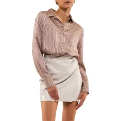 August Sky Women's Pinstripe Button Up Long Sleeve Top -CUPSHE Store GUEST 95ef298d f4ae 48fb a34b 43e1fe551d77