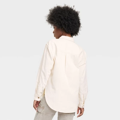 Women's Oversized Corduroy Long Sleeve Collared Button-Down Shirt - Universal Thread™ 1 Women's Oversized Corduroy Long Sleeve Collared Button-Down Shirt - Universal Thread™