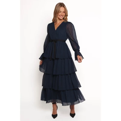 Petal And Pup Antoinette Long Sleeve Tiered Maxi Dress - Navy S 3 Petal And Pup Antoinette Long Sleeve Tiered Maxi Dress - Navy S - Image 3