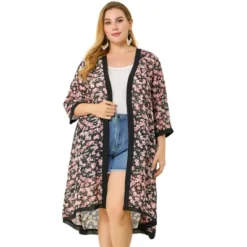 Agnes Orinda Women's Plus Size Floral Chiffon Holiday Midi Cardigans -CUPSHE Store GUEST 9dec62c2 5f71 4d5d 93fd 3bfa6a50bab1