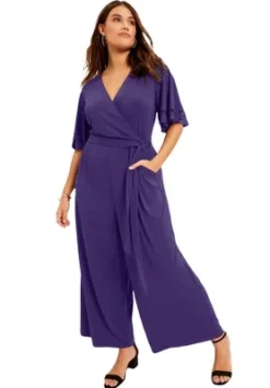 June + Vie By Roaman's Women’s Plus Size Wide-Leg Jumpsuit