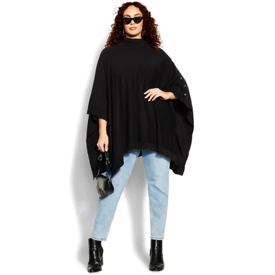 Women's Plus Size Emilia Cape - Black | CITY CHIC 1 Women's Plus Size Emilia Cape - Black | CITY CHIC
