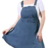 Agnes Orinda Women's Plus Size Denim Suspender Side Button Adjustable Strap Jeans Overall Jumper